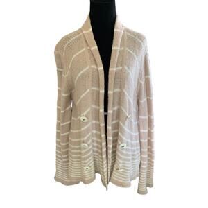 Free People Blush Pink & White Striped Button-Front Cardigan